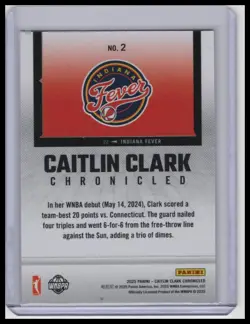 2025 Panini Caitlin Clark Chronicled #2 Caitlin Clark Holo - Image 2