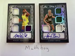 Magic Johnson Larry Bird Leaf Glory Of The Game Game- Used Patch Auto Book 03/15 - Image 1