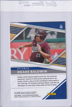 2022 Elite Extra Edition Aspirations Blue #96 Drake Baldwin Atlanta Braves /349 - Image 2