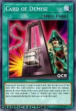 YUGIOH RA03-EN265 Card Of Demise Quarter Century Secret Rare 1st Edition NM - Image 1