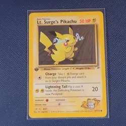 Pokemon Cards - Lt Surges Pikachu 81/132 1st Edition - Gym Heroes - M/NM - Image 1