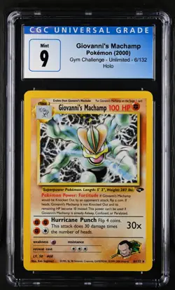 Giovannis Machamp 6/132 Gym Challenge Holo Rare Pokemon Card CGC 9 - Image 1