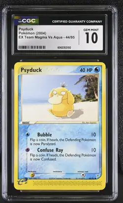 CGC 10 GEM MINT Psyduck 2004 EX Team Magma Vs Aqua 44/95 Pokemon Card psa - Image 1