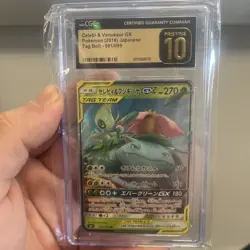 CGC 10 Pristine Celebi & Venusaur GX 001/095 RR Tag Bolt sm9 Pokemon Card - Image 1