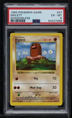Diglett Shadowless Pokemon Base Set PSA 6 1999 - Image 1