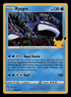 NM - Pokemon Kyogre 003/025 Celebrations 25th Anniversary Holo Rare - Image 1