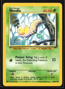 Pokemon Weedle 69/102 WotC Base Set Unlimited Common NM - Image 1