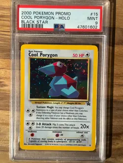 Pokemon Black Star Promo Cool Porygon #15 PSA9 MINT PSA # 47601602 WITH SWIRL - Image 1
