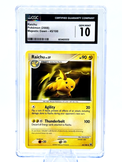 ‼LOW POP‼Pokemon TCG English 2008 Majestic Dawn RAICHU CGC 10 GEM MINT*** - Image 1