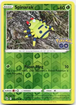 Spinarak Reverse Holo Common Pokemon GO 006/078 NM Yuka Morii - Image 1