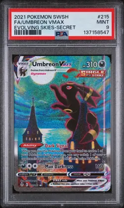 2021 POKEMON SWORD & SHIELD EVOLVING SKIES SECRET FULL ART/UMBREON VMAX PSA 9 - Image 1