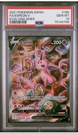2021 Pokemon Evolving Skies ESPEON V Alt Art 180/203 PSA 10 GEM MINT - Image 1