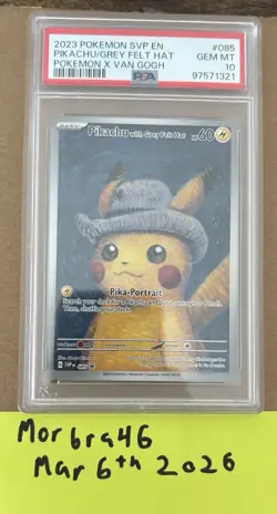 Pokemon Pikachu with Grey Felt Hat SVP Black Star Promo 085 PSA 10 2023 - Image 1