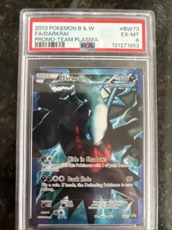 2013 POKEMON BLACK & WHITE BLACK STAR PROMO TEAM PLASMA #BW73 DARKRAI FA PSA 6 - Image 1