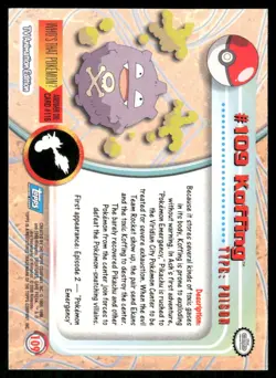 Pokemon Cards Koffing #109 Topps Trading Cards Series 2 NM *1 - Image 2