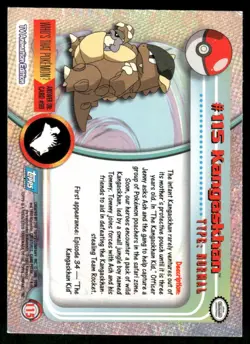 Pokemon Cards Kangaskhan #115 Topps Trading Cards Series 2 MP *2 - Image 2