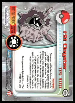 Pokemon Cards Cloyster #91 Topps Trading Cards Series 2 LP *1 - Image 2