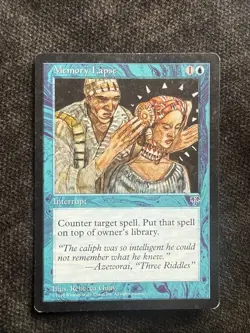 MTG Magic The Gathering Card Memory Lapse Interrupt Blue Mirage 1996 - Image 1