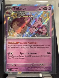 Pokemon TCG Tinkaton Card SV Paldean Fates Shiny 167/091 - Image 1