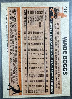 1983 Topps #498 Wade Boggs Rookie (RC) Near Mint (NM) Red Sox Hall of Fame - Image 2