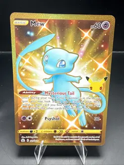 Pokemon TCG Mew 025/025 25th Celebrations Card Shiny Gold Mew NM 025/025 A - Image 1