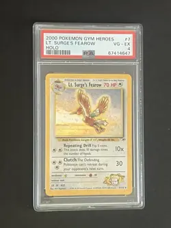 2000 Pokemon Gym Heroes Holo Lt. Surge’s Fearow PSA 4 VG-EX #7 - Image 3