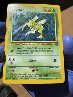Pokemon Scyther TCG Jungle Holo Card 10/64 Unlimited Rare, MP - Image 2