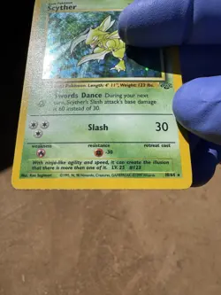 Pokemon Scyther TCG Jungle Holo Card 10/64 Unlimited Rare, MP - Image 3
