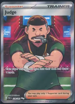 Pokemon TCG SV: Paldean Fates Judge Trainer Ultra Rare 228/091 NM - Image 1
