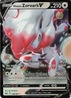 Hisuian Zoroark V 146/196 Ultra Rare Holo SWSH11: Lost Origin NM Pokemon - Image 1