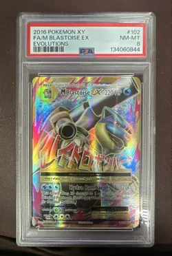 2016 Pokemon XY M Blastoise EX (Full Art) 102/108 Evolutions Holo PSA 8 - Image 1