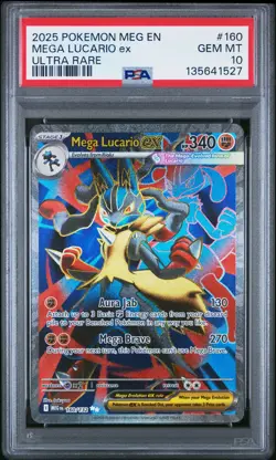 2025 POKEMON MEG EN-MEGA EVOLUTION ULTRA RARE #160 MEGA LUCARIO EX PSA 10 - Image 1