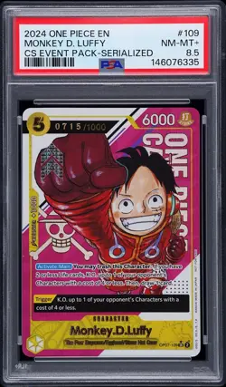 One Piece Championship Monkey D Luffy Serial OP07-109 PSA 8.5 POP 2 - Image 1