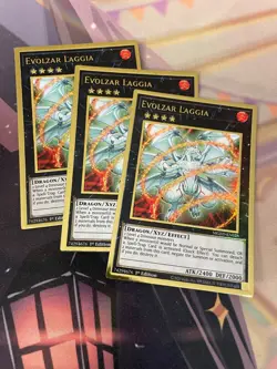 YUGIOH - EVOLZAR LAGGIA X3 - GOLD RARE - MGED - 1ST ED - NM - Image 1
