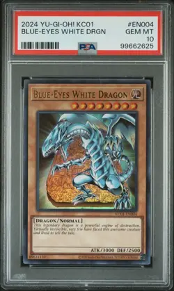Blue-Eyes White Dragon Yugioh 2024 KC01-EN004 Ultra Rare PSA 10 - Image 1