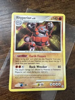 Pokemon TCG Rhyperior Holo Card Diamond and Pearl 12/130 - Image 1