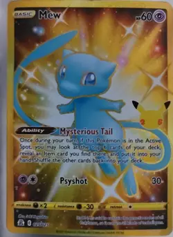 Pokemon Card - Mew 025/025 Secret Rare Celebrations 25th Anniversary Gold - Image 1