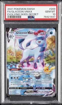 2021 POKEMON SWORD & SHIELD EVOLVING SKIES SECRET FULL ART/GLACEON VMAX PSA 10 - Image 1