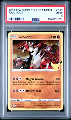 2021 POKEMON CELEBRATIONS #017 GROUDON PSA 9 - Image 1