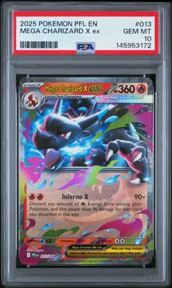 2025 POKEMON PFL EN-PHANTASMAL FLAMES #013 MEGA CHARIZARD X EX PSA 10 (FREE S&H) - Image 1