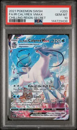 Pokemon Ice Rider Calyrex VMAX (Alternate Art Secret) 203/198 Swsh06: PSA 10 - Image 1