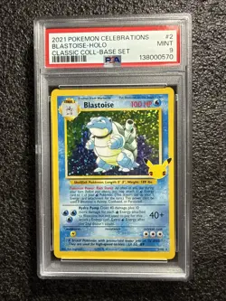 2021 Pokemon Celebrations Classic Coll Base Set #2/102 Blastoise Holo PSA 9 - Image 1