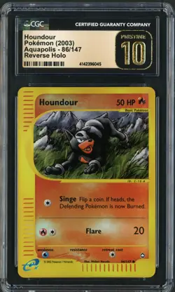 2003 Pokemon Aquapolis Houndour 86/147 Reverse Holo CGC Pristine 10 - Image 1