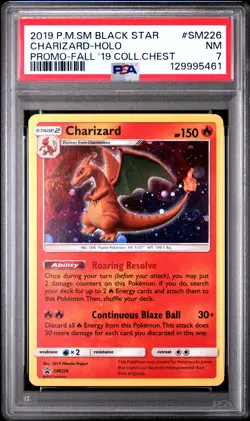 2019 POKEMON SM BLACK STAR PROMO FALL 2019 COLLECTOR CHEST CHARIZARD-HOLO PSA 7 - Image 1