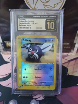 Pokemon 2002 Expedition Poliwag Reverse Holo #125 CGC Pristine 10 POP 1 - Image 1