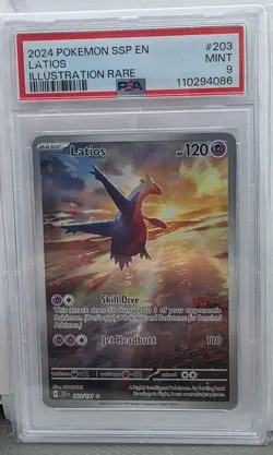 2025 Pokemon Surging Sparks Latios Illustration Rare 203 PSA 9 - Image 1