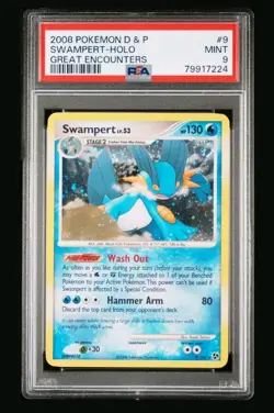 Pokemon PSA 9 Mint Swampert Great Encounters D&P Holo Rare #9/106 - Image 1
