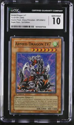 CGC 10 Yu-Gi-Oh 2006 Armed Dragon LV7 DP2-EN012 Super Rare 1st Edition (POP 1) - Image 1