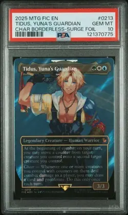 PSA 10 Tidus, Yuna's Guardian 0213 Borderless Surge Foil Final Fantasy MTG - Image 1
