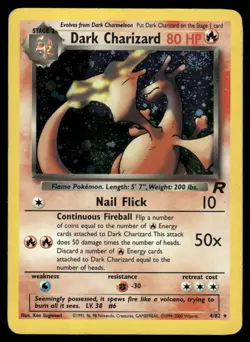 Pokemon Cards Dark Charizard 4/82 Unlimited Holo Team Rocket Holo Rare HP - Image 1